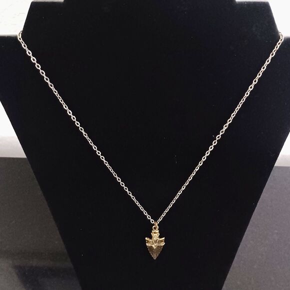 Source Unknown Jewelry - Gold-Toned Arrowhead Pendant on Silver-Toned Chain, 18"